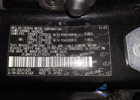 2018 Lexus Gx 460 z USA, uszkodzony, nr VIN JTJBM7FXXJ5190675